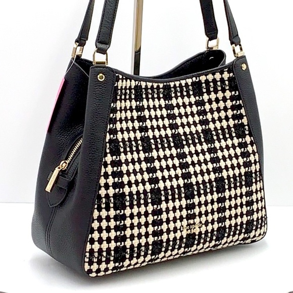Kate Spade Leila Tweed Medium Triple Compartment Shoulder Bag Tote - Picture 2 of 16